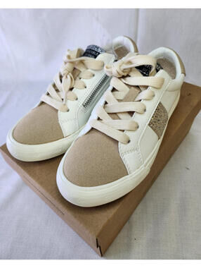 Vintage Havana Rhinestone White Blush Girls' Sneaker Zip Lace Up Size 3